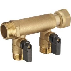 Collecteur écrou Libre Mâle Femelle 3/4' Avec Vannes Mâle 1/2' - 2 Départs NOYON & THIEBAULT