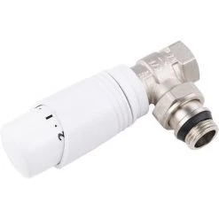 Robinet De Radiateur Thermostatique équerre 15x21 Design NOYON & THIEBAULT Nickelé/blanc